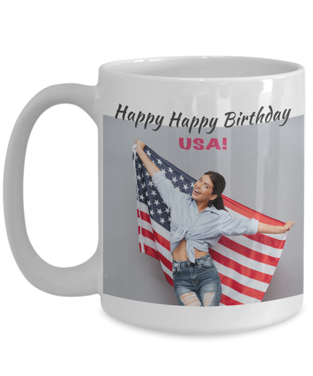 Girl with Flag - Happy Birthday USA