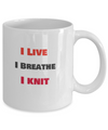 I Live - I breathe - I Knit - Red and black