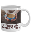 Woman Holding Blue Cup-Is There Life Before Coffee?