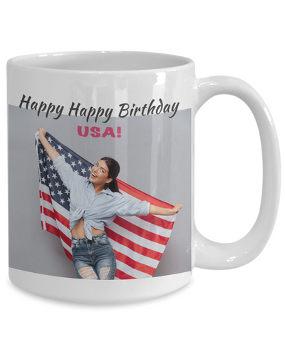 Girl with Flag - Happy Birthday USA