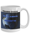 Thanks Coach - We'll Always Remember You- Blue and black soccer ball